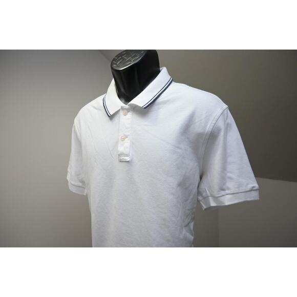 J Crew Flex Pique Polo Shirt Short Sleeve White Casual Prep Mens Size Large - Picture 1 of 9